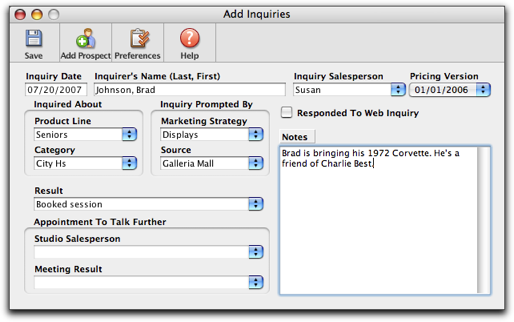 SW_Add Inquiry Screen